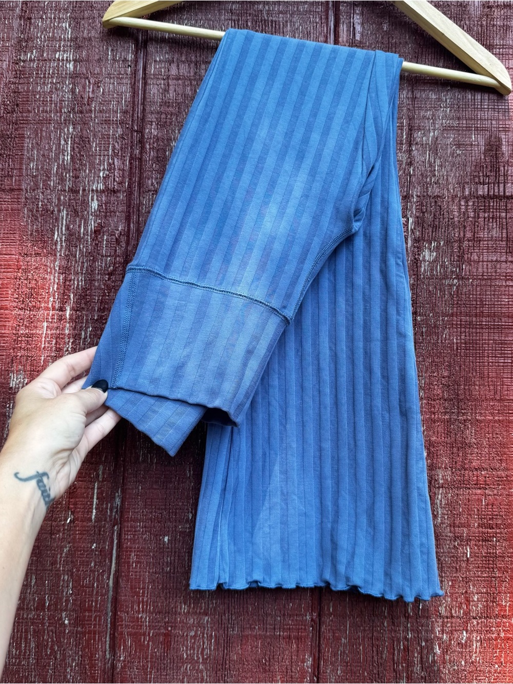 Aerie Offline Blue Ribbed Flare Knit Pant